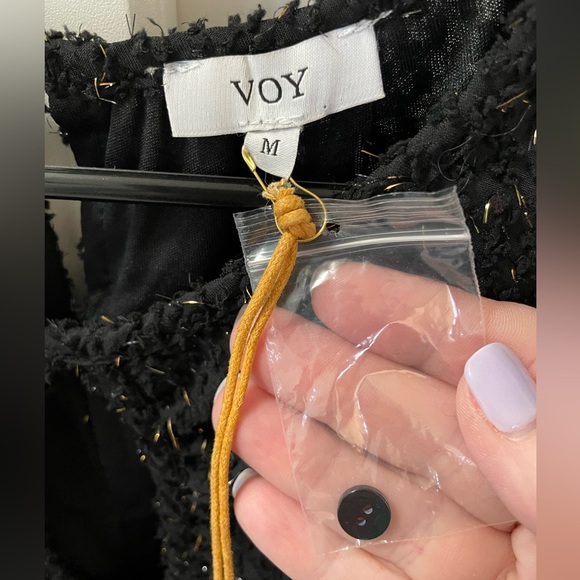 VOY NWT Textured Lurex The Festive Dress Black and Gold Size M - Picture 4 of 13